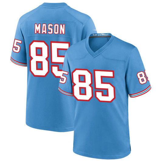 T.Titans #85 Derrick Mason Player Light Blue Throwback Alternate Game Football Jerseys
