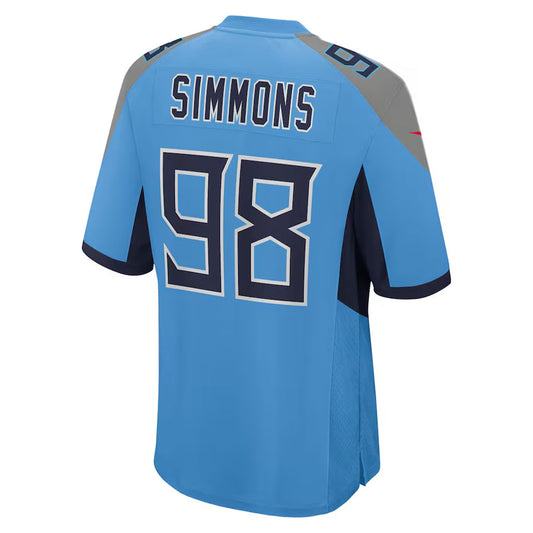 T.Titans #98 Jeffery Simmons Player Light Blue Home Game Football Jerseys