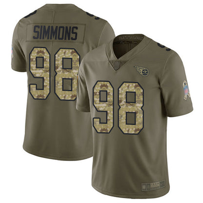 T.Titans #98 Jeffery Simmons Player Olive Salute To Service Limited Football Jerseys