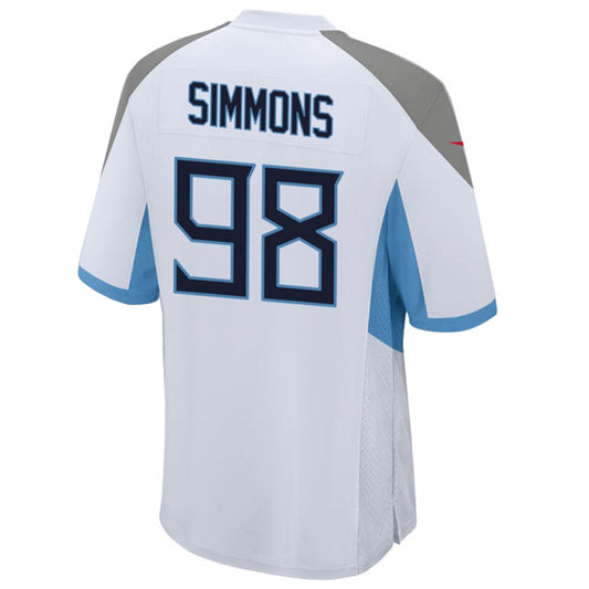 T.Titans #98 Jeffery Simmons Player White Home Game Football Jerseys