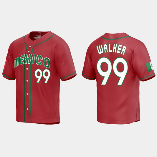 #99 TAIJUAN WALKER MEXICO BASEBALL 2023 WORLD BASEBALL CLASSIC REPLICA JERSEY ¨C RED Stitches Baseball Jerseys
