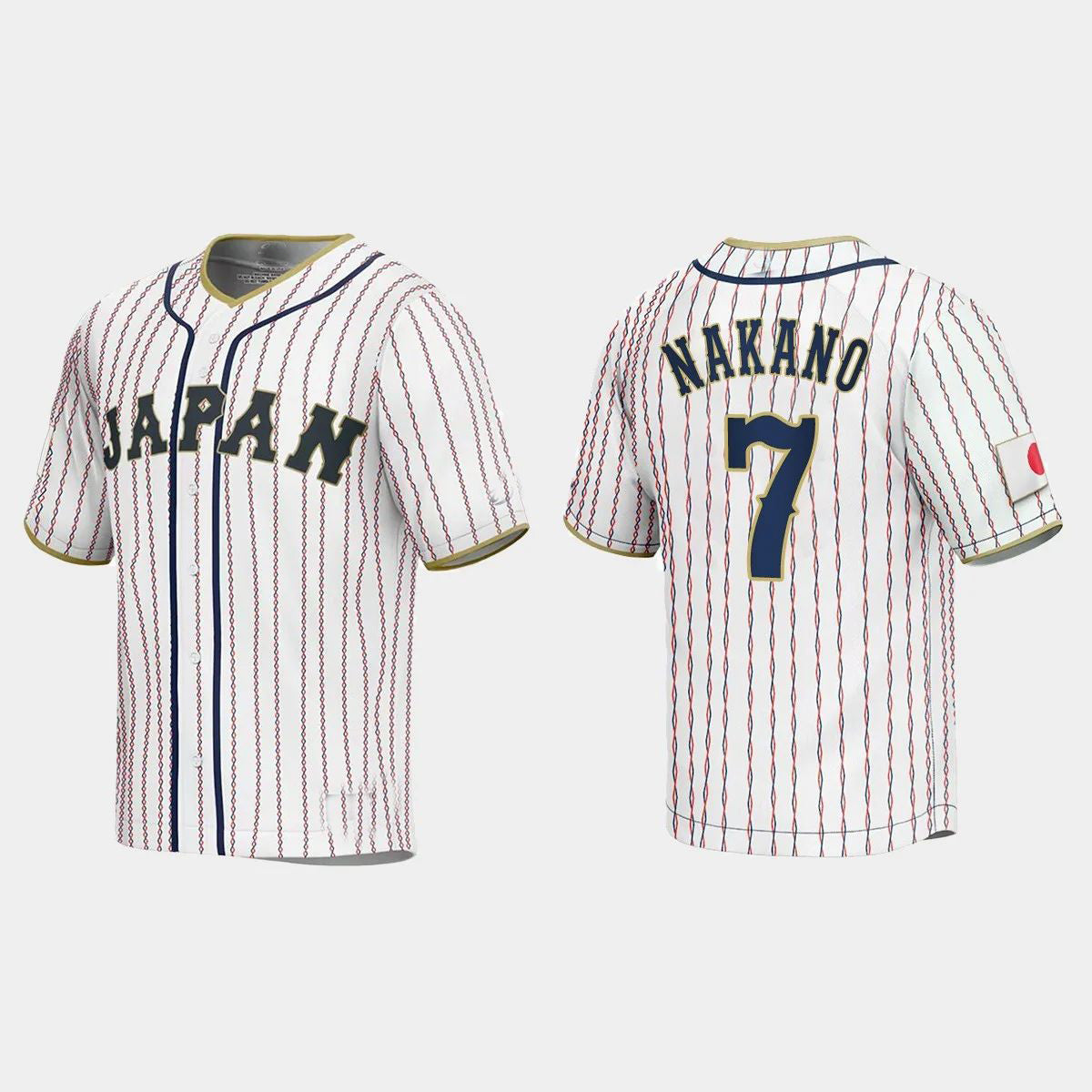 #7 TAKUMU NAKANO JAPAN BASEBALL 2023 WORLD BASEBALL CLASSIC JERSEY ¨C WHITE Stitches Baseball Jerseys