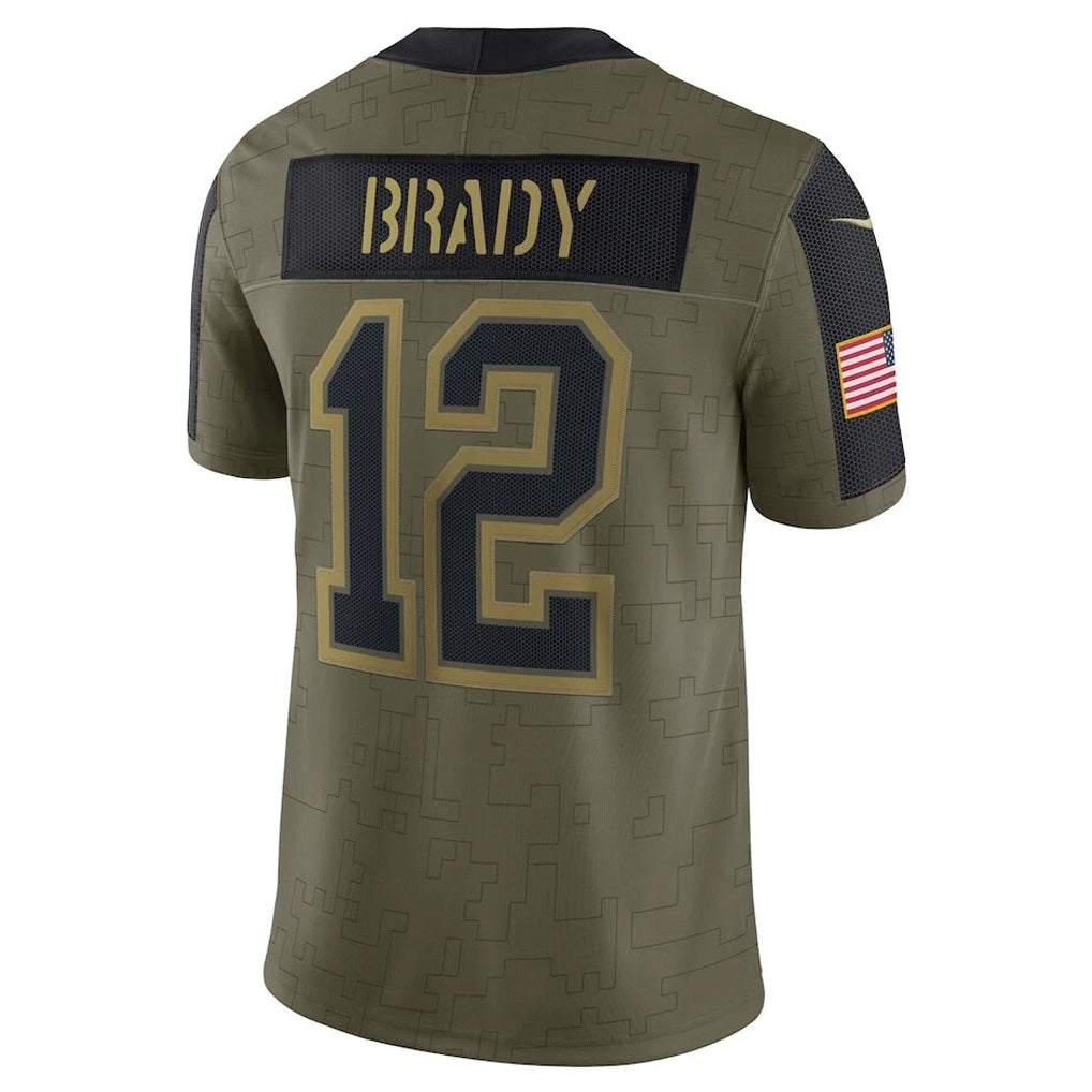 TB.Buccaneers #12 Tom Brady Player Olive Salute To Service Football Jerseys