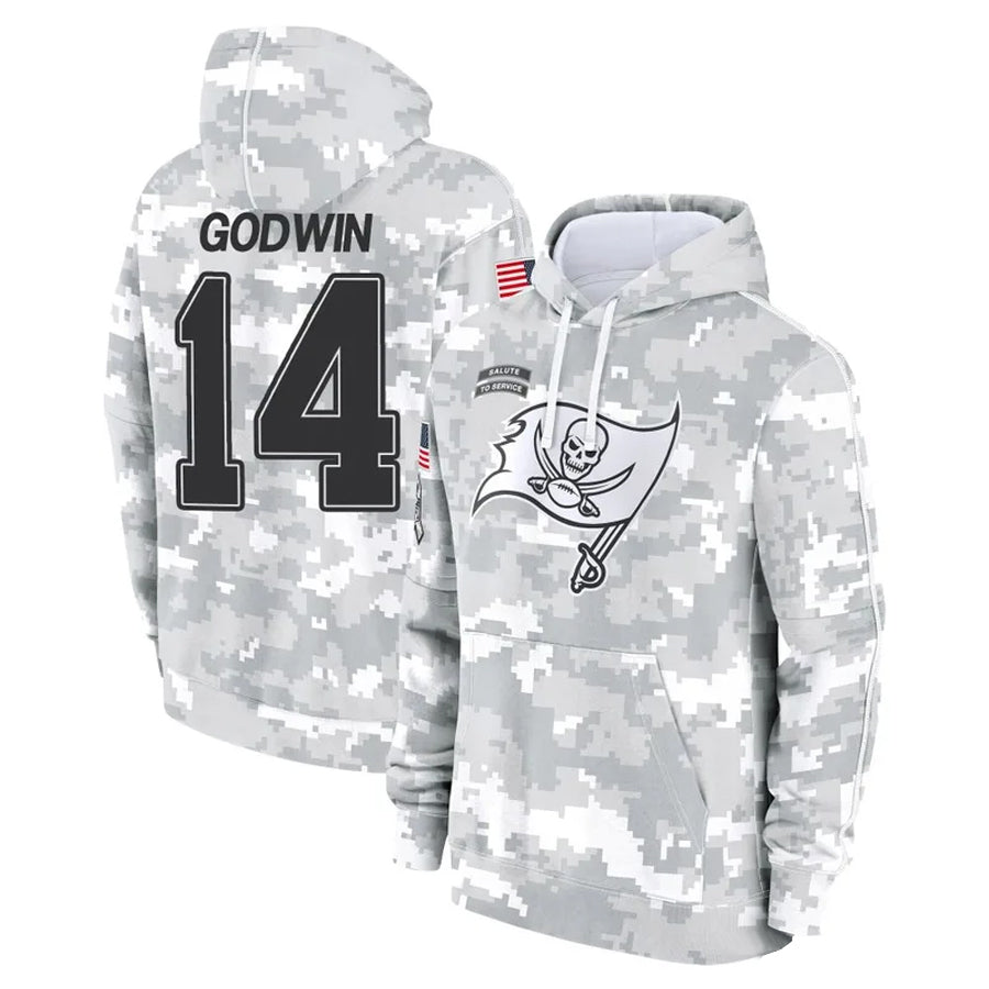 TB.Buccaneers #14 Chris Godwin Jr. Player Salute to Service Hoodies Football Jerseys