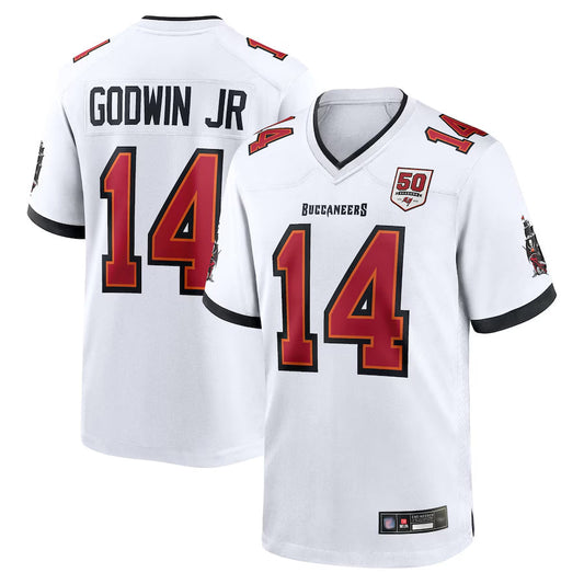 TB.Buccaneers #14 Chris Godwin Jr. Player White 50th Anniversary Game Football Jerseys