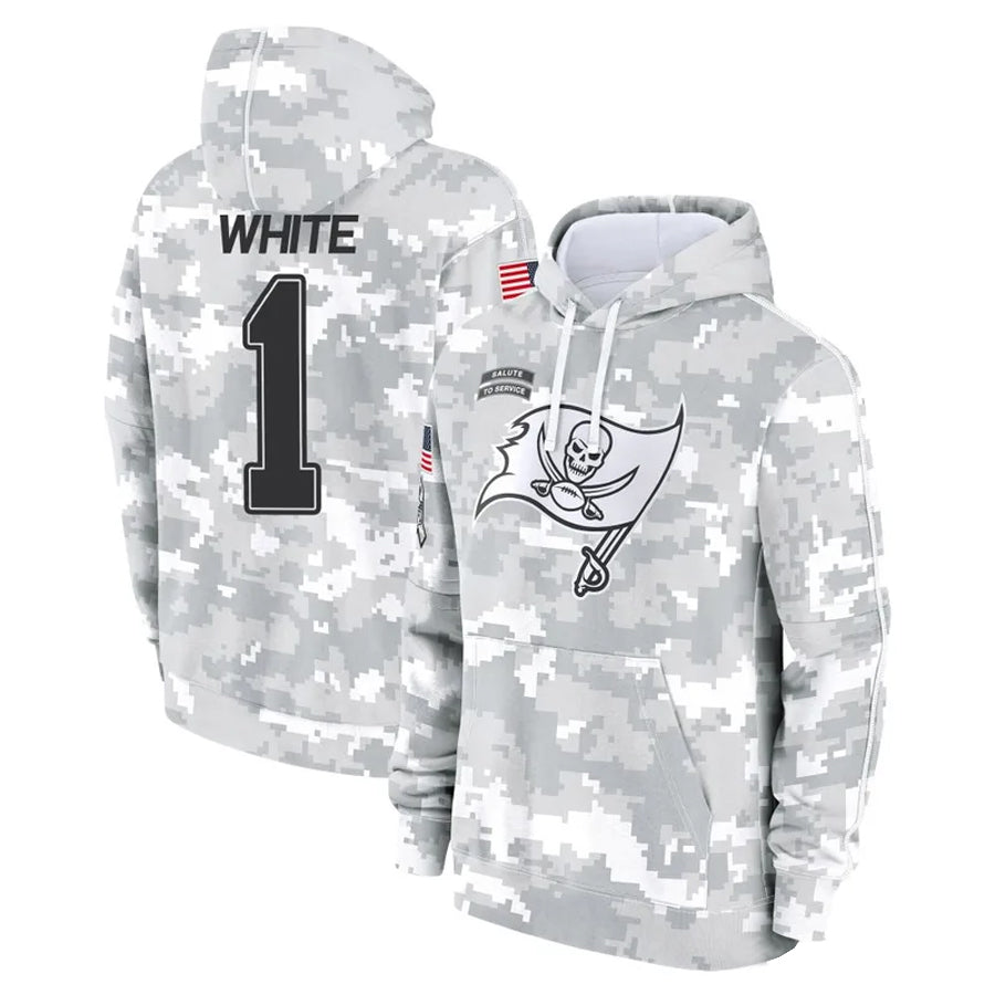 TB.Buccaneers #1 Rachaad White Player Salute to Service Hoodies Football Jerseys