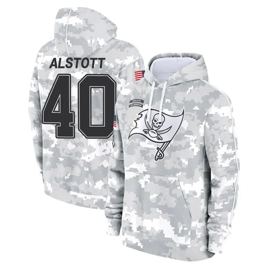 TB.Buccaneers #40 Mike Alstott Player Arctic Camo Salute to Service Hoodies Football Jerseys