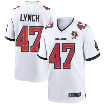 TB.Buccaneers #47 John Lynch Player White 50th Anniversary Game Football Jerseys