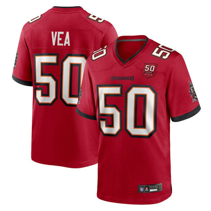 TB.Buccaneers #50 Vita Vea Player Red 50th Anniversary Game Football Jerseys
