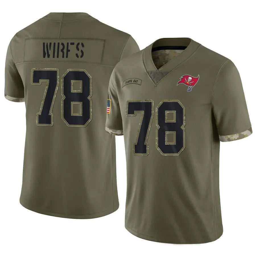 TB.Buccaneers #78 Tristan Wirfs Player Limited Olive Salute To Service Football Jerseys