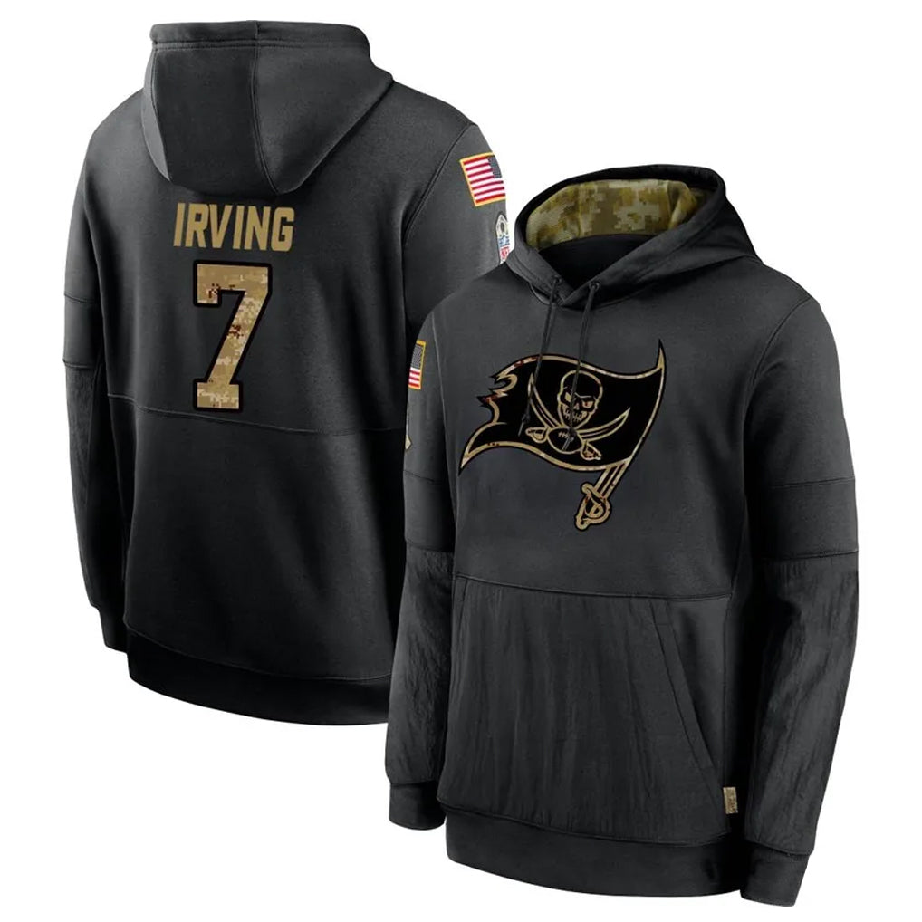 TB.Buccaneers #7 Bucky Irving Player Black Salute to Service Hoodies Football Jerseys