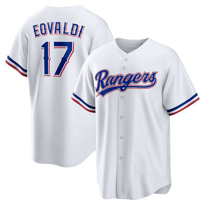Texas Rangers #17 Nathan Eovaldi Home Replica Jersey - White Stitched Baseball Jersey