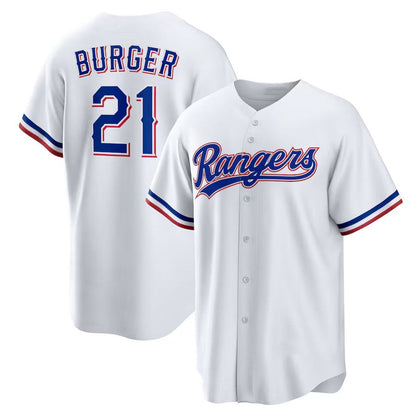 Texas Rangers #21 Jake Burger Home Replica Jersey - White Stitched Baseball Jersey