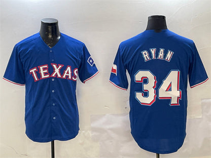 Texas Rangers #34 Nolan Ryan Royal Cool Base Stitched Baseball Jersey