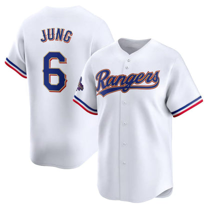 Texas Rangers #6 Josh Jung 2024 Gold Collection Limited Player Jersey ¨C White Baseball Jerseys