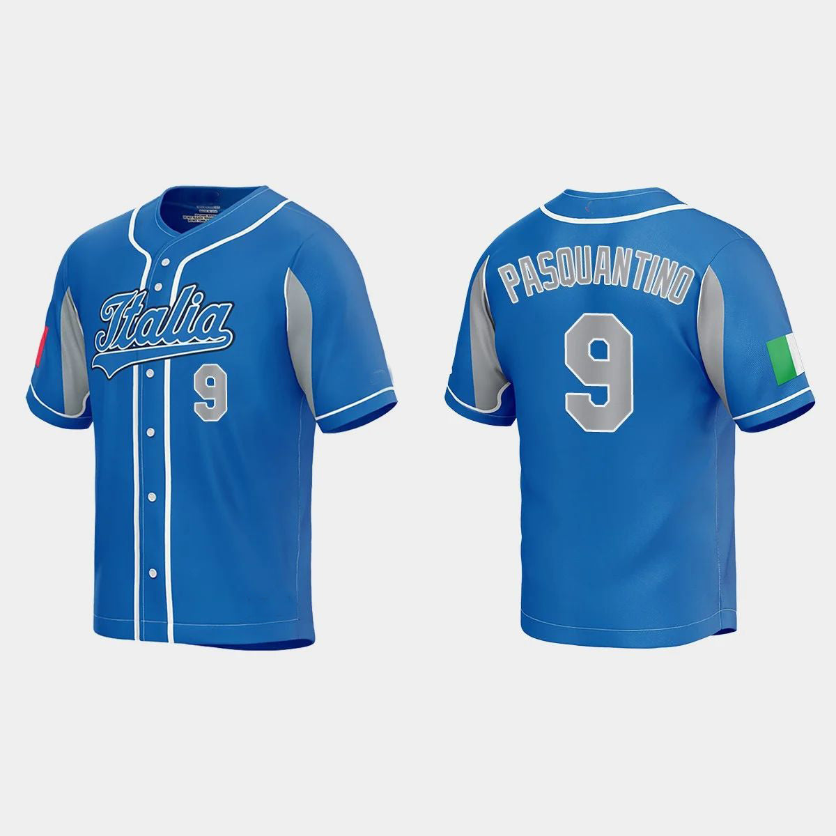 #9 VINNIE PASQUANTINO ITALY BASEBALL 2023 WORLD BASEBALL CLASSIC JERSEY ¨C ROYAL Stitches Baseball Jerseys