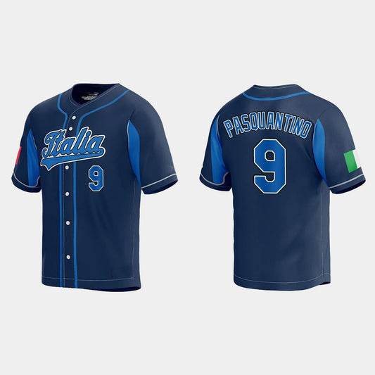#9 VINNIE PASQUANTINO WORLD BASEBALL CLASSIC 2023 WORLD BASEBALL CLASSIC JERSEY ¨C NAVY Stitches Baseball Jerseys