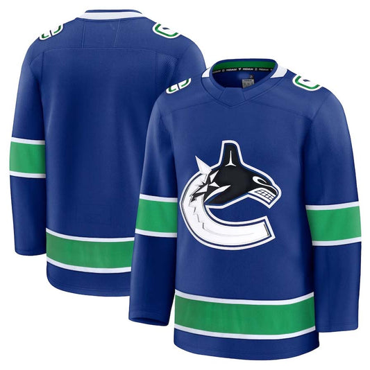 V.Canucks Fanatics Home Premium Jersey - Blue Stitched American Hockey Jerseys