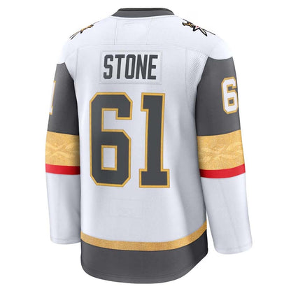 V.Golden Knights #61 Mark Stone Fanatics Away Premium Jersey - White Stitched American Hockey Jerseys