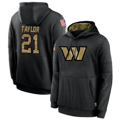 W.Commanders #21 Sean Taylor Player Black Salute to Service Hoodies Football Jerseys