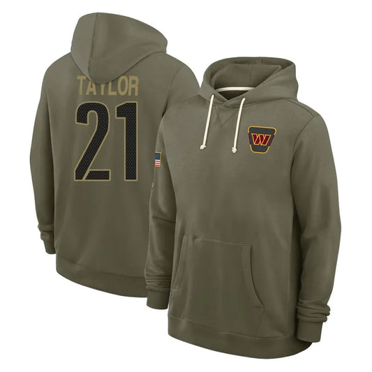 W.Commanders #21 Sean Taylor Player Olive Salute to Service Hoodies Football Jerseys