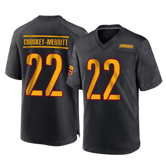 W.Commanders #22 Jacory Croskey-Merritt Player Black Home Game Football Jerseys