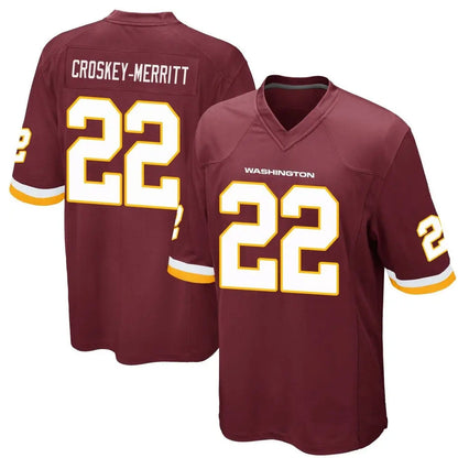 W.Commanders #22 Jacory Croskey-Merritt Player Burgundy Game Football Jerseys