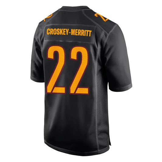 W.Commanders #22 Jacory Croskey-Merritt Player Carbon Black Fashion Game Football Jerseys