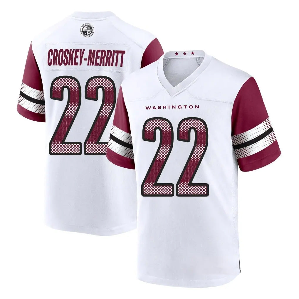 W.Commanders #22 Jacory Croskey-Merritt Player White Limited Home Game Football Jerseys