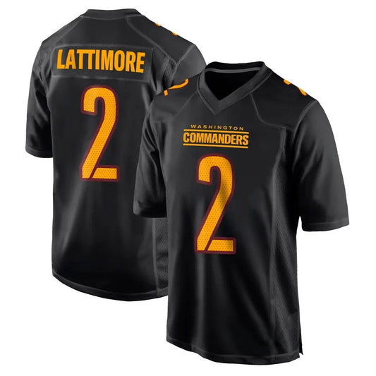 W.Commanders #2 Marshon Lattimore Player Black Fashion Game Football Jerseys