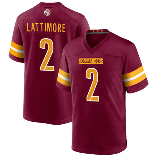 W.Commanders #2 Marshon Lattimore Player Burgundy Home Game Football Jerseys
