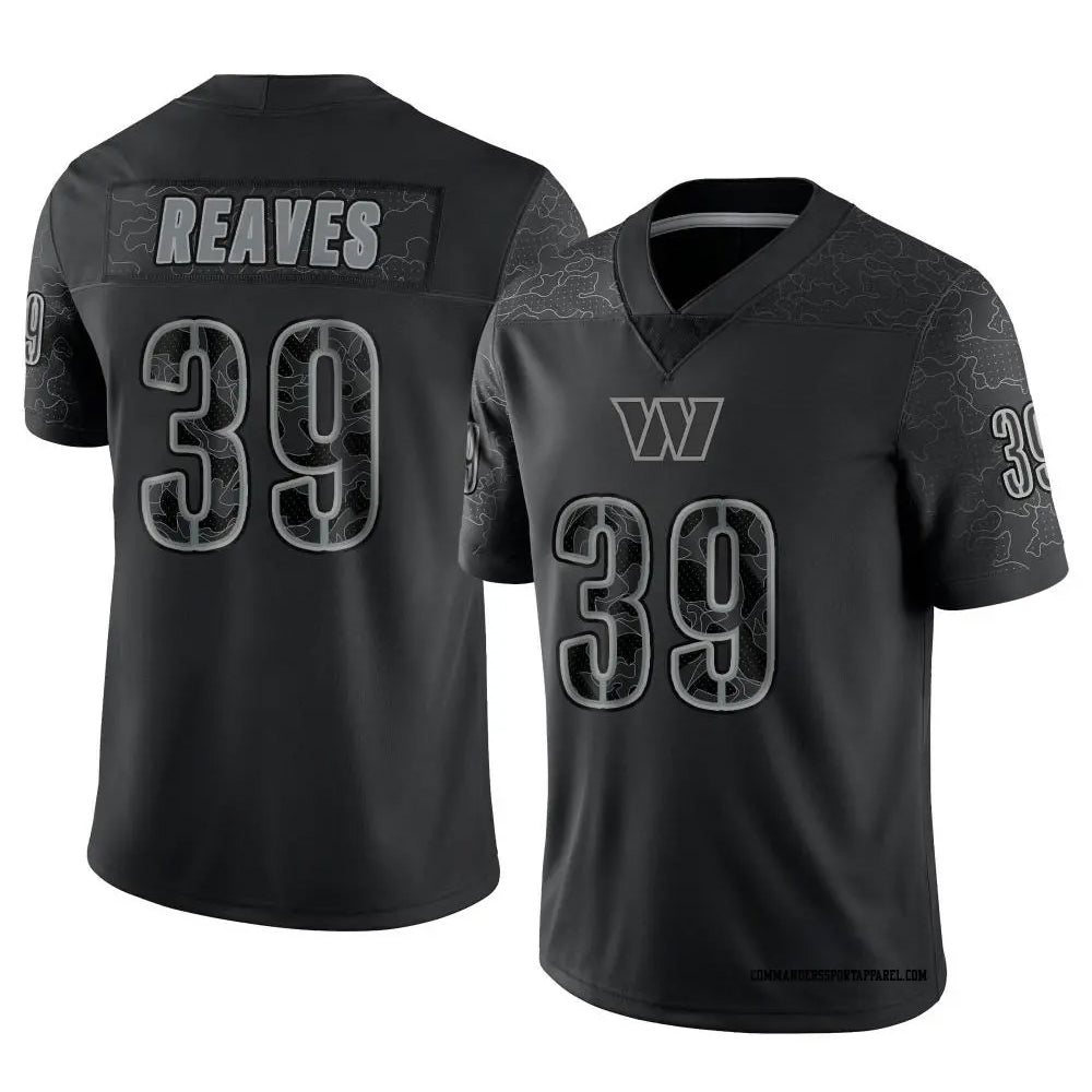 W.Commanders #39 Jeremy Reaves Player Black RFLCTV Limited Football Jerseys