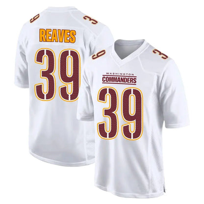 W.Commanders #39 Jeremy Reaves Player Tundra White Fashion Football Jerseys