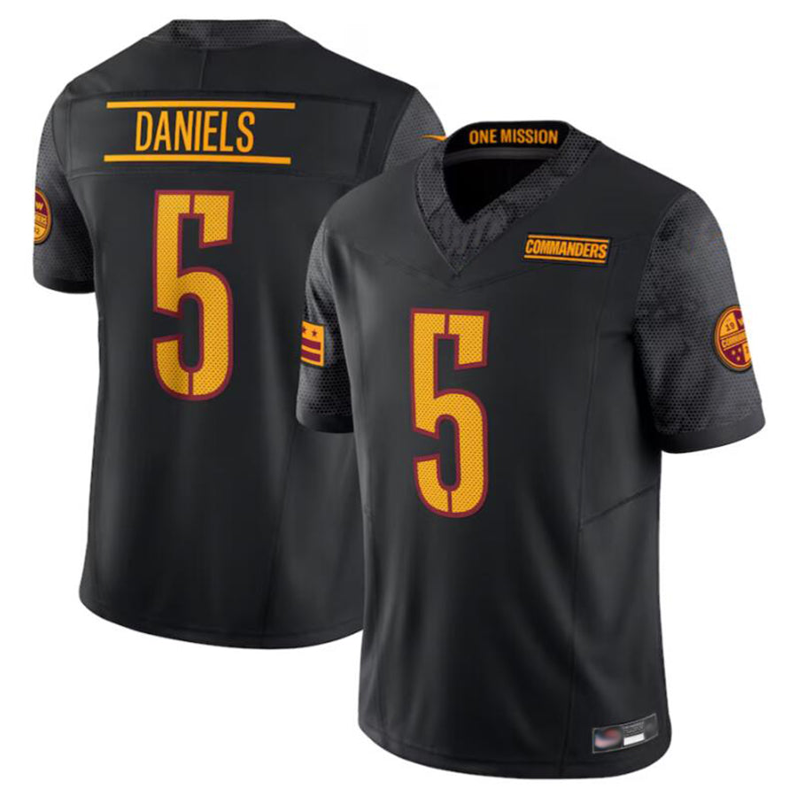 W.Commanders #5 Jayden Daniels Player Black Vapor F.U.S.E. Limited Football Jerseys
