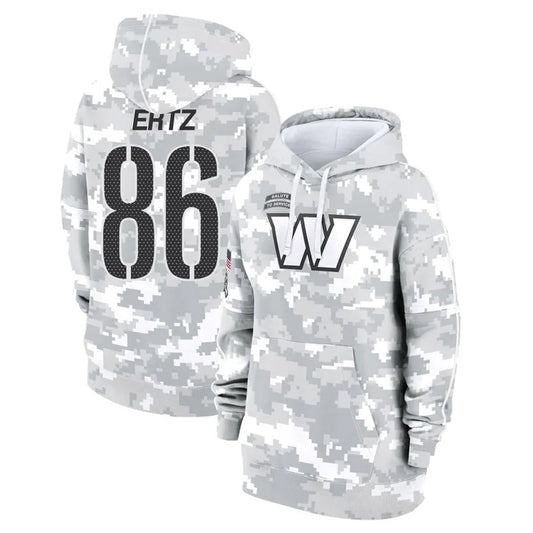 W.Commanders #86 Zach Ertz Player Arctic Camo Salute to Service Hoodies Football Jerseys