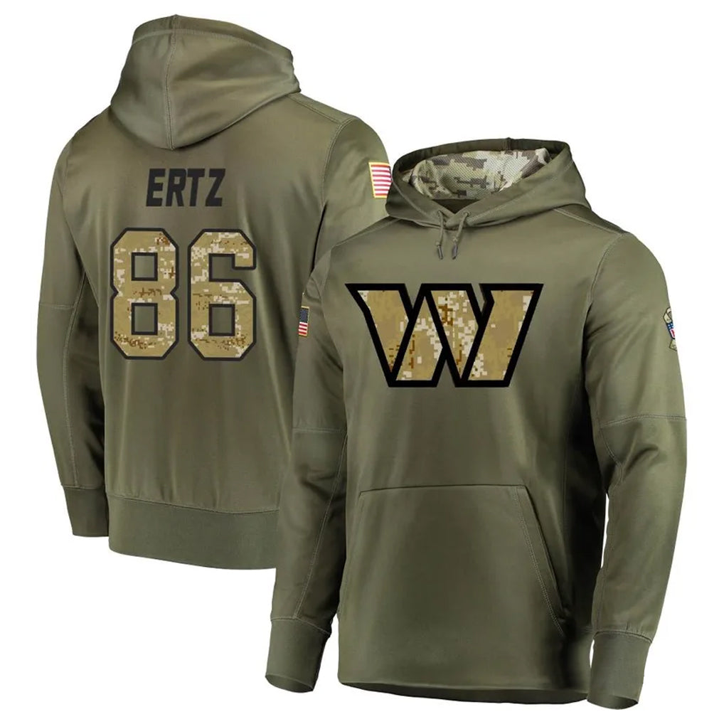 W.Commanders #86 Zach Ertz Player Olive Salute to Service Hoodies Football Jerseys