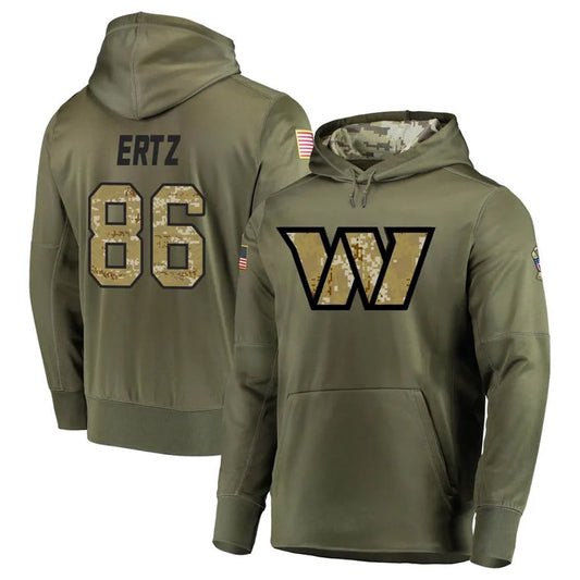 W.Commanders #86 Zach Ertz Player Olive Salute to Service Hoodies Football Jerseys