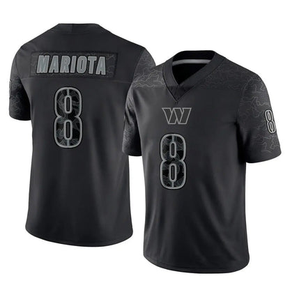 W.Commanders #8 Marcus Mariota Player Black RFLCTV Limited Football Jerseys