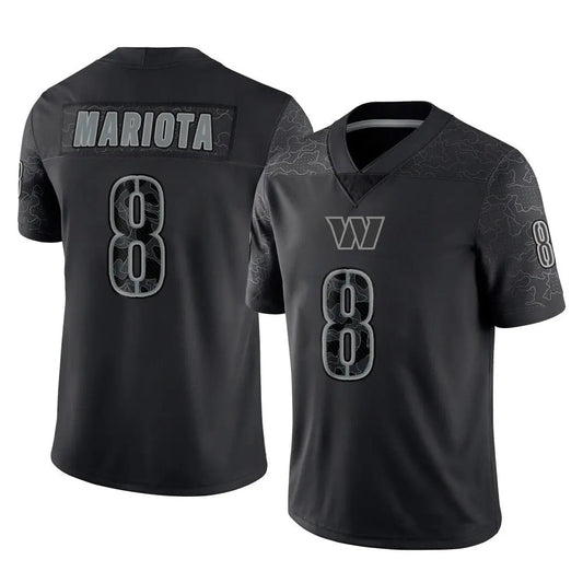W.Commanders #8 Marcus Mariota Player Black RFLCTV Limited Football Jerseys