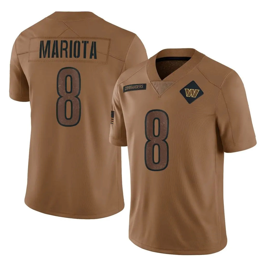 W.Commanders #8 Marcus Mariota Player Brown Salute To Service Limited Football Jerseys