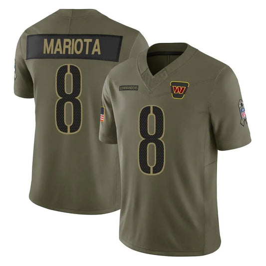 W.Commanders #8 Marcus Mariota Player Olive Salute To Service Limited Football Jerseys