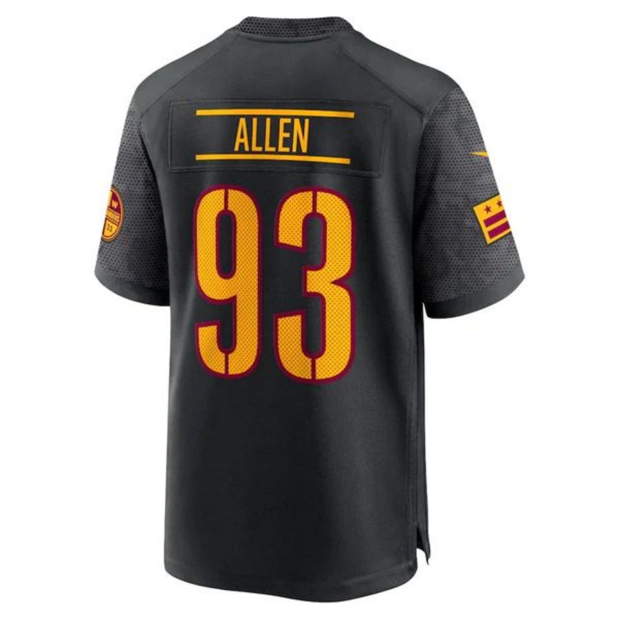 W.Commanders #93 Jonathan Allen Player Black Alternate Game Football Jerseys