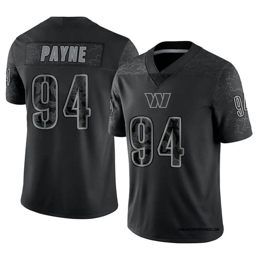 W.Commanders #94 Daron Payne Player Black RFLCTV Limited Football Jerseys