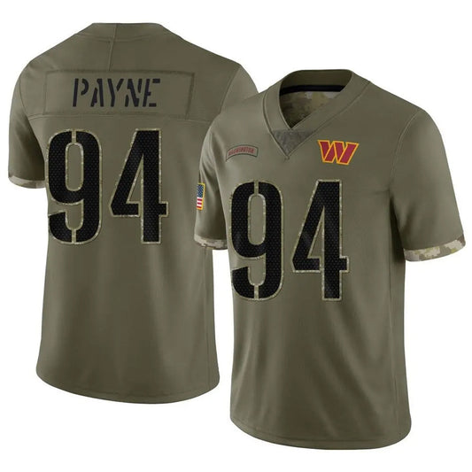 W.Commanders #94 Daron Payne Player Olive Salute To Service Limited Football Jerseys