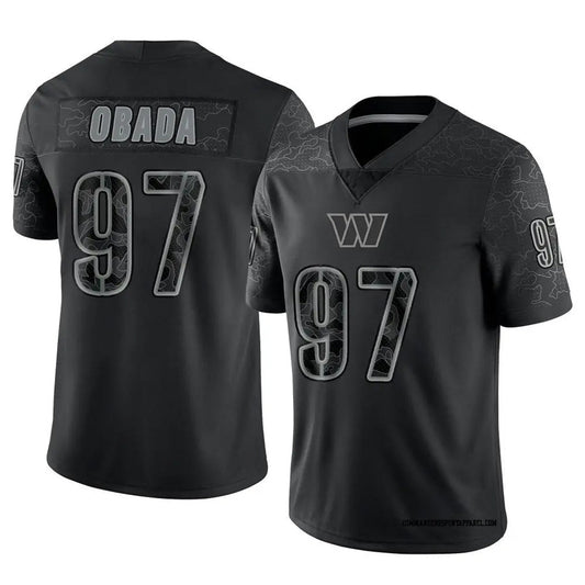 W.Commanders #97 Efe Obada Player Black RFLCTV Limited Football Jerseys