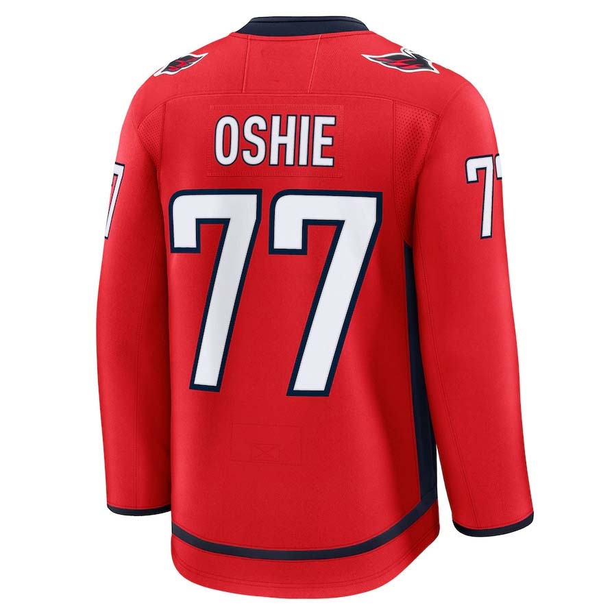 W.Capitals #77 TJ Oshie Fanatics Home Premium Jersey - Red Stitched American Hockey Jerseys