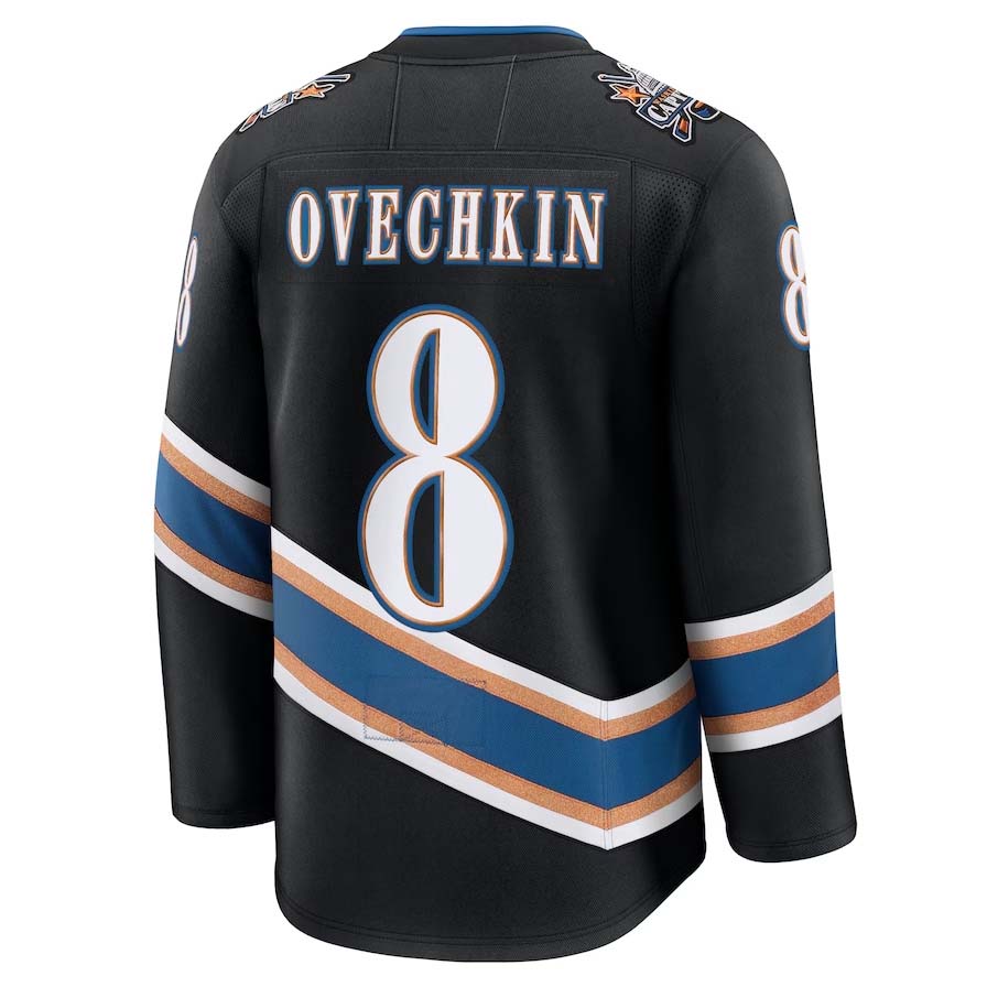 W.Capitals #8 Alexander Ovechkin Fanatics Alternate 50th Anniversary Premium Jersey - Black Stitched American Hockey Jerseys