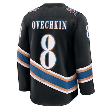 W.Capitals #8 Alexander Ovechkin Fanatics Alternate 50th Anniversary Premium Jersey - Black Stitched American Hockey Jerseys
