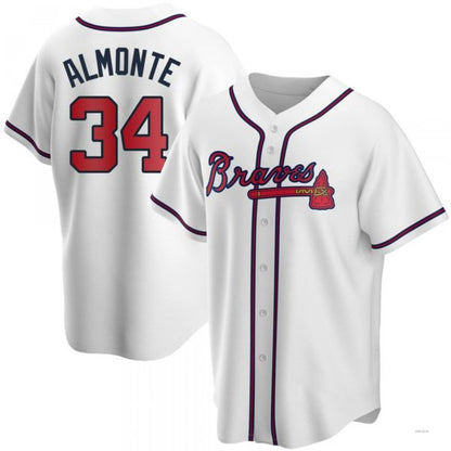 Atlanta Braves #34 Abconeam Almonte  White Home Jersey Stitches Baseball Jerseys