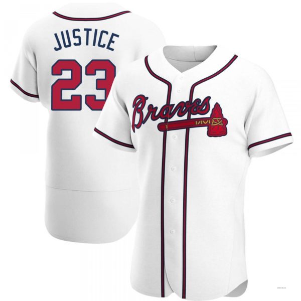 Atlanta Braves #23 David Justice White Home Jersey Stitches Baseball Jerseys